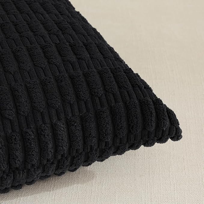 Fancy Homi 4 Packs Boho Black Decorative Throw Pillow Covers 20x20 Inch - Image 4