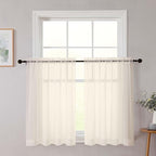 Cafe Curtains 36 Inch Length Tier 2 Pieces, Modern Soft Airy Sheer Kitchen by WelvetBLK