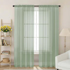 Sage Green Sheer Curtain for Bedroom Living Room 72 Inches Long 2 Panels Set by WelvetBLK
