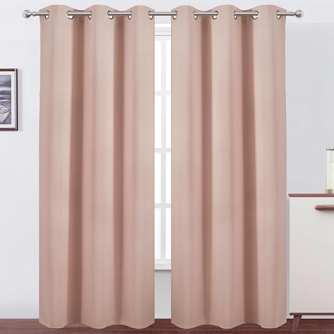 LEMOMO Blush Thermal Blackout Curtains/42 x 84 Inch/Set of 2 Panels Room by Lemomo