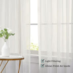 Chyhomenyc Sheer Curtains 63 Inch Length 2 Panels Set, Short Window Curtain - Image 3