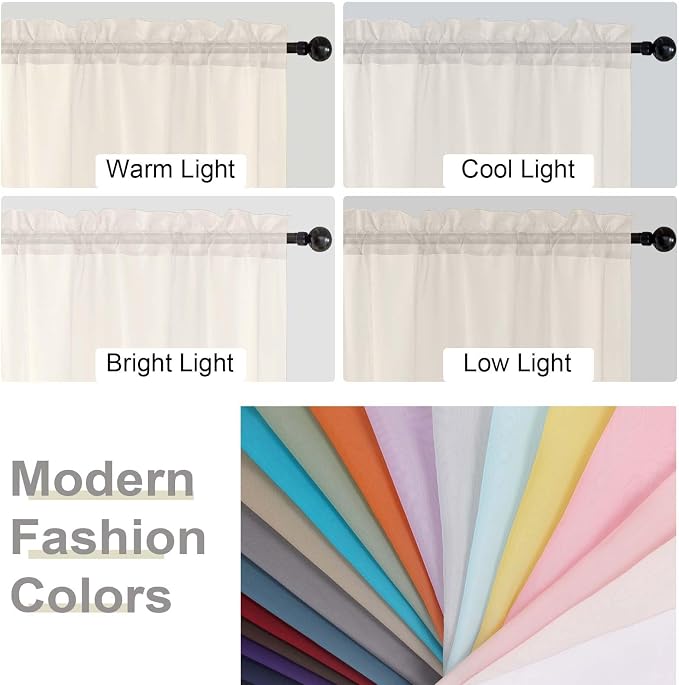 Cream Sheer Curtains for Bedroom Living Room 96 Inches Long 2 Panels, Modern - Image 7