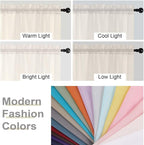 Kitchen Curtains 24 Inch Length Tier 2 Pieces, Cream Sheer Curtain Solid Soft - Image 6