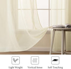 MIULEE Light Cream Sheer Curtains 96 inches Long Window Curtains 2 Panels Solid - Image 4