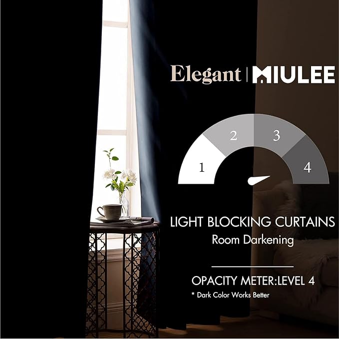 MIULEE Blackout Room Darkening Curtains Thermal Insulated Black Out Drapes - Image 2
