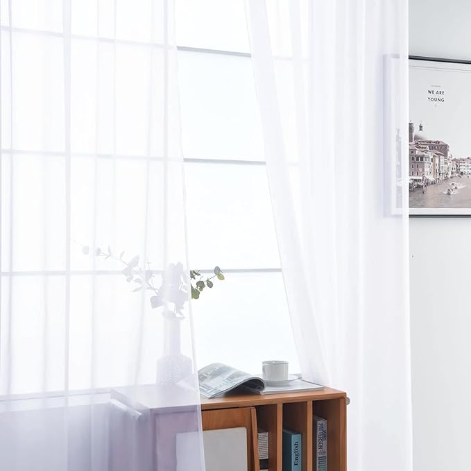 SpaceDresser Sheer Window Treatment Rod Pocket Curtain Panels - Image 3