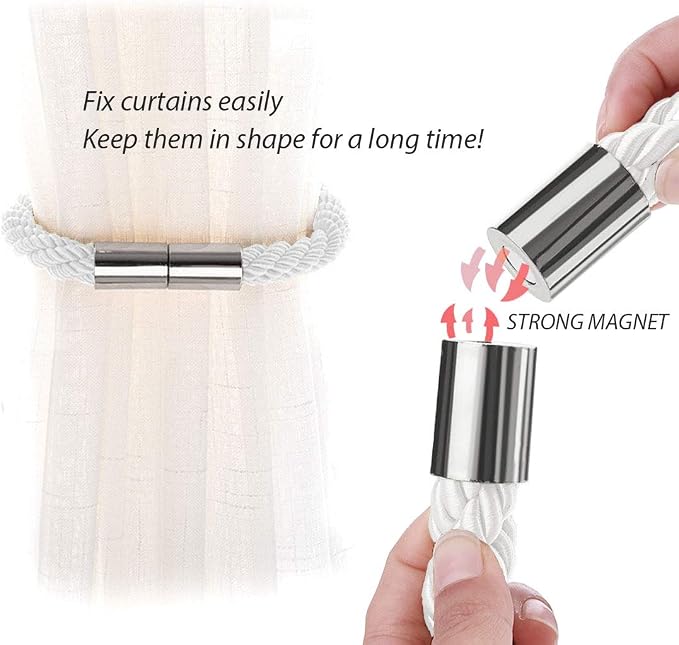 NICEEC 6 Pack Strong Magnetic Curtain Tiebacks Modern Simple Style Drape Tie - Image 3