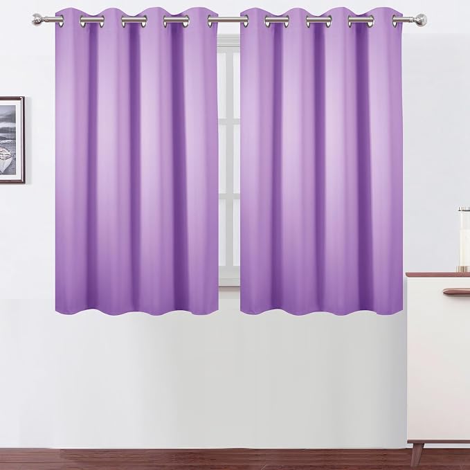 LEMOMO Blackout Curtains 66 x 54 Inch Long Lavender Curtains Set of 2 Panels by Lemomo
