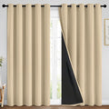 Yakamok Beige 100% Blackout Curtains, Thermal Insulated Total Blackout Drapes by Yakamok