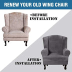 H.VERSAILTEX Wingback Chair Covers Velvet Plush Wing Chair Slipcover 1 Piece - Image 8