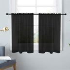 SpaceDresser Basic Rod Pocket Sheer Voile Window Curtain Panels Black 1 Pair 2 by SpaceDresser