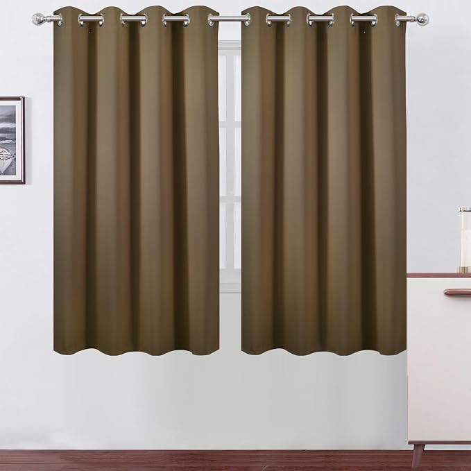 LEMOMO Brown Blackout Curtains 52 x 63 Inch Length/Set of 2 Curtain by Lemomo
