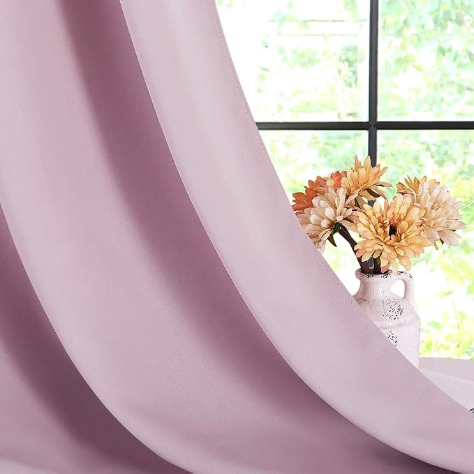 NICETOWN Blackout Window Curtains 70" L, 2 Panels, 34 inch, Baby Pink, Grommet - Image 4