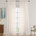 OVZME Sheer Cream Curtains 108 Inches Long 2 Panels Set, 59 Inch Extra Wide by OVZME
