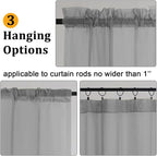 Gwine Charcoal Grey Sheer Curtains 84 Inches Long 2 Panels Set - Image 4