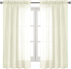DWCN Ivory Sheer Curtains Semi Transparent Voile Rod Pocket Curtains - Image 9