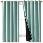 NICETOWN Aqua Blue 100% Blackout Lined Curtains, 2 Thick Layers Completely - Image 2