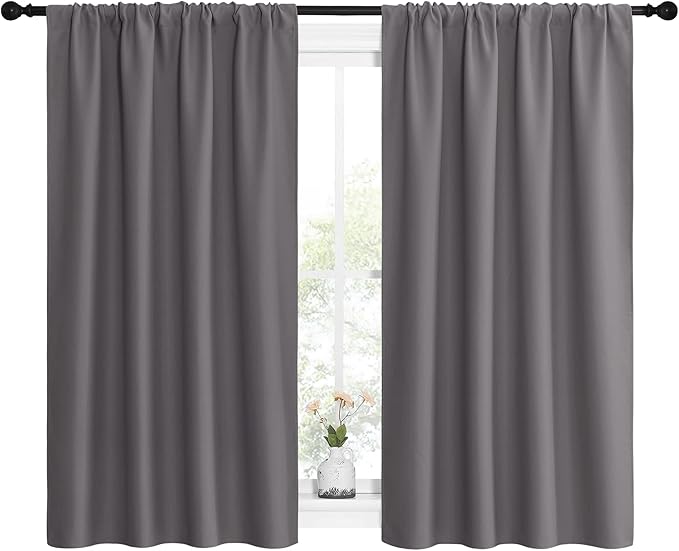 NICETOWN Grey Window Curtains for Bedroom - Image 2