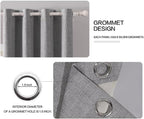 MIULEE Linen Texture Curtains for Bedroom Solid 100% Blackout Thermal Insulated - Image 4