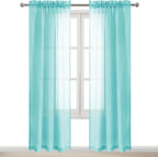 DWCN Aqua Sheer Curtains Semi Transparent Voile Rod Pocket Curtains by DWCN