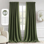 MIULEE Olive Green Back Tab Blackout Curtain 96 Inch Long 2 Panels Set by MIULEE