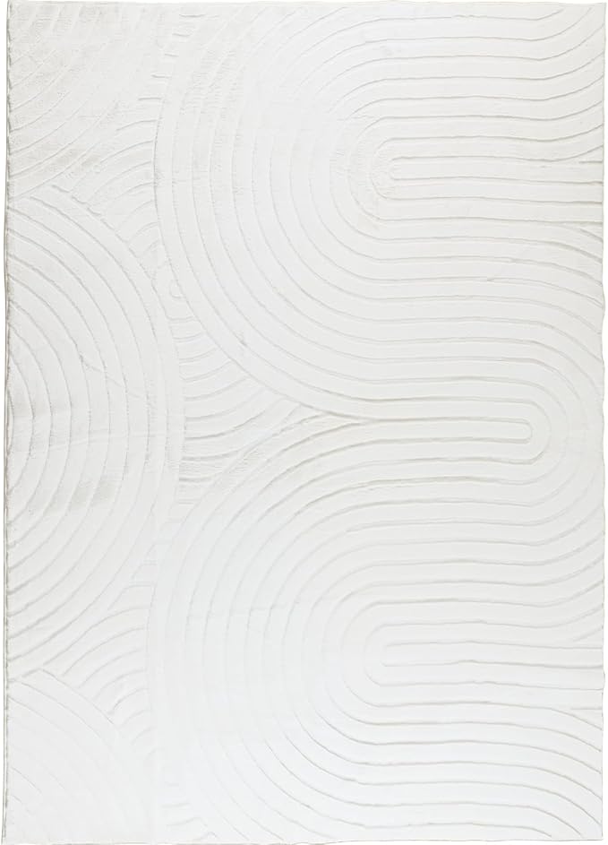 Washable Area Rugs 5x7 Rugs for Living Room Cream Faux Rabbit Fur Rug for - Image 3