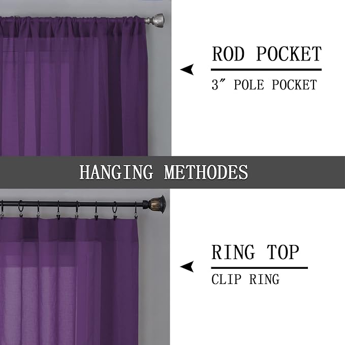 Tollpiz Short Sheer Curtain Linen Textured Bedroom Curtains Sheer Light - Image 5