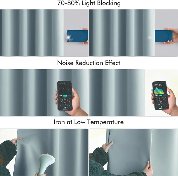 MIULEE Slate Blue Back Tab Blackout Curtains 120 Inch Long 2 Panels Set - Image 5