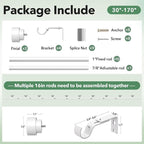 Extra Long Curtain Rods for Windows 32 to 170 Inch, 1 Inch White Heavy Duty - Image 3