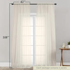 Extra Long Sheer Cream Curtains - Image 2