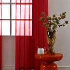 SpaceDresser Christmas Red Sheer Curtains 4 Panels Rod Pocket Semi-Sheer - Image 3