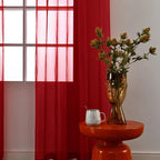 SpaceDresser Christmas Red Sheer Curtains 4 Panels Rod Pocket Semi-Sheer - Image 3