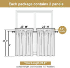 Lecloud Leia Black Kitchen Sheer Curtains 24 Inch 2 Pcs, Jacquard Leaf Textured - Image 3