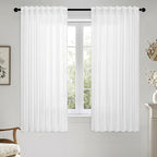 MIULEE White Linen Curtains Short 63 Inch Long 2 Panels by MIULEE