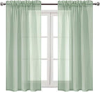DWCN Bean Green Sheer Curtains Semi Transparent Voile Rod Pocket Curtains - Image 9
