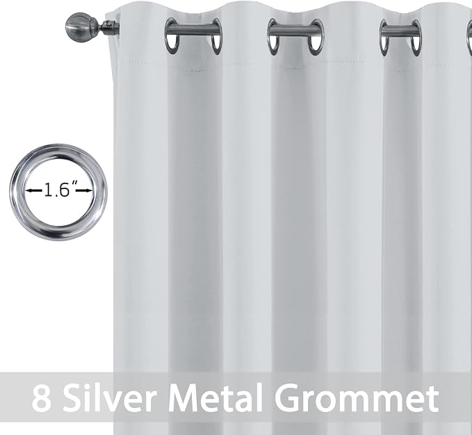 Yakamok Greyish White Curtains for Bedroom, Grommet Thermal Insulated Room - Image 3