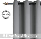 Yakamok Grey Blackout Curtains Room Darkening Thermal Insulated Grommet top - Image 2
