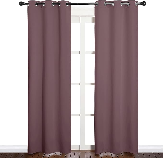 NICETOWN Window Curtain Panels, Dry Rose, 1 Pair, 34 by 84-inch, Thermal - Image 2