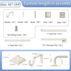 Beige White Curtain Rods for Windows 66-184 Inch Heavy Duty Wrap Around - Image 8