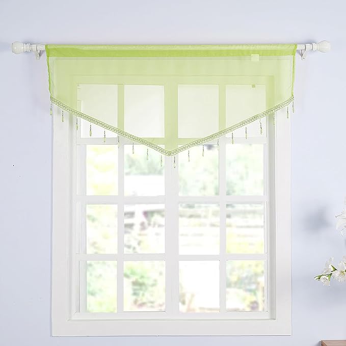 Molaxhome Swag Curtain 51 inch Length Rod Pocket Scalloped Curtain Valance - Image 5