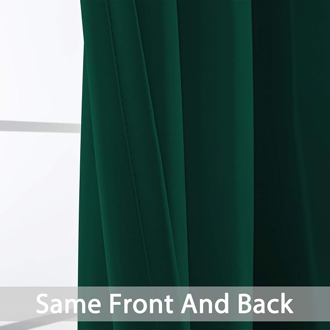 Yakamok 63 Inch Long Dark Green Blackout Curtains Room Darkening Thermal - Image 6
