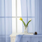 Lecloud Denim Blue Sheer Curtains 54 Inch Length 2 Panels, Voile Light - Image 2