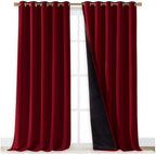 NICETOWN Total Shade Curtains and Draperies, Burgundy Red, Package of 2 - Image 2