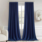 MIULEE Navy Blue Back Tab Blackout Curtains 120 Inch Long 2 Panels Set - Image 9