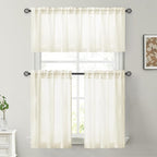 HOMEIDEAS Non-See-Through Cream Yellow Privacy Sheer Kitchen Curtains, 30 X 36 - Image 2