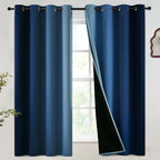 SimpleHome Blue and Greyish White Blackout Curtains by SimpleHome