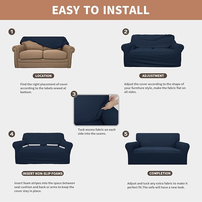 Easy-Going 100% Waterproof Oversized Loveseat Couch Cover, Dual Waterproof Sofa - Image 5