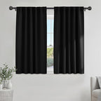 PONY DANCE Black Kitchen Blackout Curtains Over Sink, Short Half Curtains by PONYDANCE