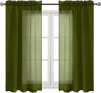 DWCN Olive Green Sheer Curtains Semi Transparent Voile Rod Pocket Curtains - Image 8