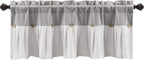 Lush Decor Linen Button Farmhouse Valance Curtians 52"W x 18"L Gray & Off White - Image 7